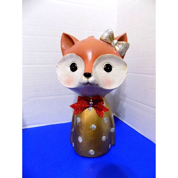 NEW Christmas Holiday Little Girl Fox & Owl Figurine Winter Decor - Picture 2 of 8